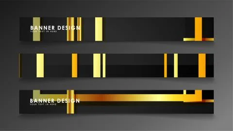 Set a banner with a rectangular background in gold and dark . vector illustra 스톡 일러스트
