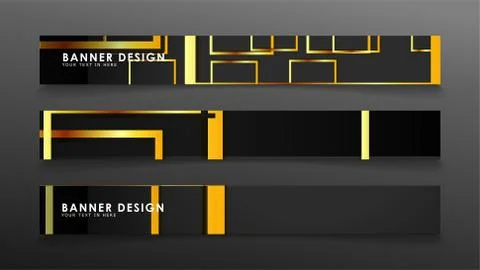 Set a banner with a rectangular background in gold and dark . vector illustra Stock Illustration