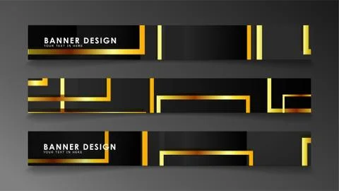 Set a banner with a rectangular background in gold and dark . vector illustra 스톡 일러스트