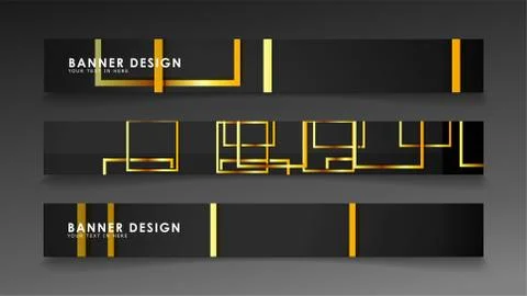 Set a banner with a rectangular background in gold and dark . vector illustra イラスト素材