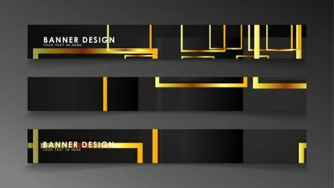 Set a banner with a rectangular background in gold and dark . vector illustra イラスト素材