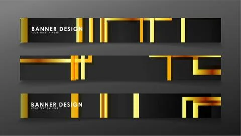 Set a banner with a rectangular background in gold and dark . vector illustra 스톡 일러스트