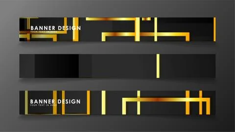 Set a banner with a rectangular background in gold and dark . vector illustra 스톡 일러스트