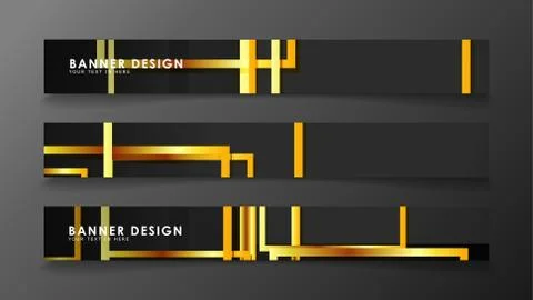 Set a banner with a rectangular background in gold and dark . vector illustra Stock Illustration
