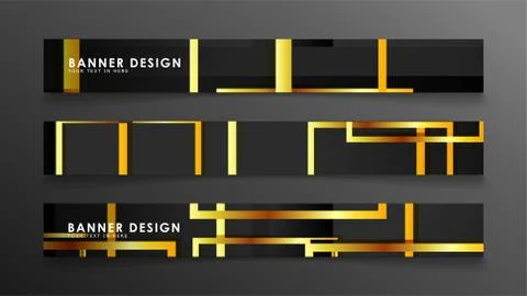 Set a banner with a rectangular background in gold and dark . vector illustra 库存插图