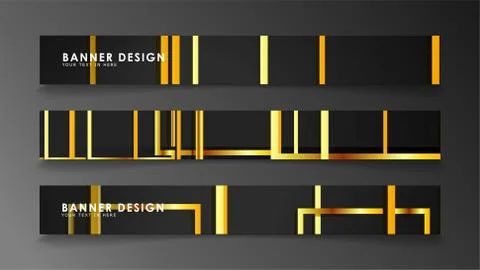 Set a banner with a rectangular background in gold and dark . vector illustra Illustrazione stock