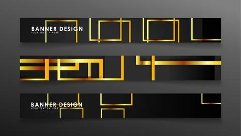 Set a banner with a rectangular background in gold and dark . vector illustra Illustrazione stock