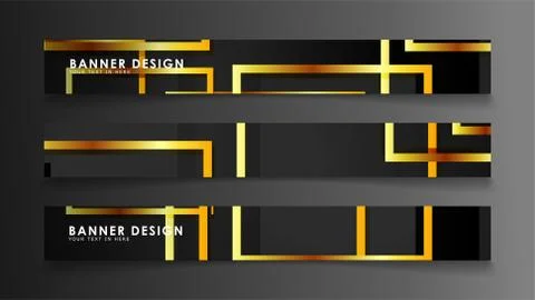 Set a banner with a rectangular background in gold and dark . vector illustra 库存插图