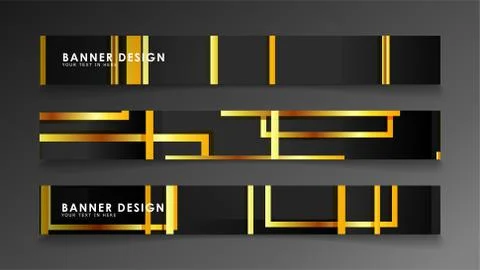 Set a banner with a rectangular background in gold and dark . vector illustra 스톡 일러스트
