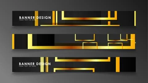 Set a banner with a rectangular background in gold and dark . vector illustra 스톡 일러스트