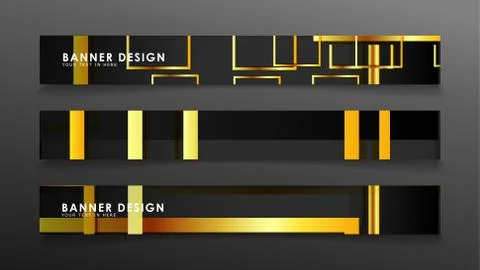 Set a banner with a rectangular background in gold and dark . vector illustra Illustrazione stock