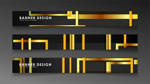 Set a banner with a rectangular background in gold and dark . vector illustra 스톡 일러스트
