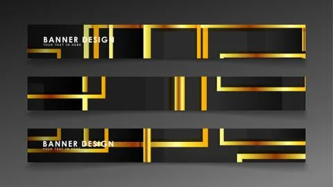 Set a banner with a rectangular background in gold and dark . vector illustra イラスト素材