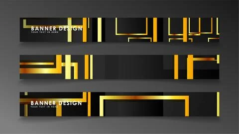 Set a banner with a rectangular background in gold and dark . vector illustra 스톡 일러스트