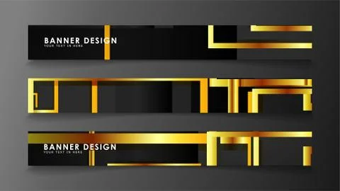 Set a banner with a rectangular background in gold and dark . vector illustra Illustrazione stock