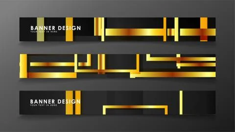 Set a banner with a rectangular background in gold and dark . vector illustra Illustrazione stock
