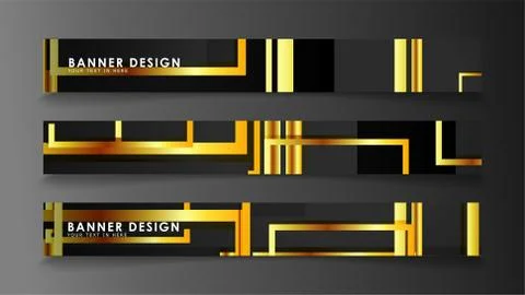 Set a banner with a rectangular background in gold and dark . vector illustra 스톡 일러스트