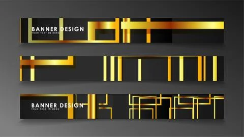 Set a banner with a rectangular background in gold and dark . vector illustra イラスト素材
