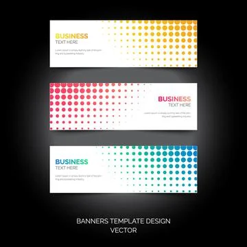 Set of banner template design with halftone dots. Vector illustration Stock Illustration