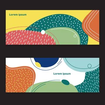 Set of banner web design template abstract creative backgrounds organic shape Stock Illustration