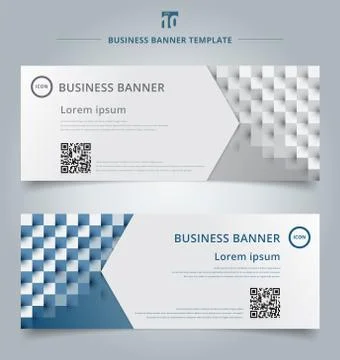 Set of banner web template geometric horizontal with the 3D effect for busine Stock Illustration