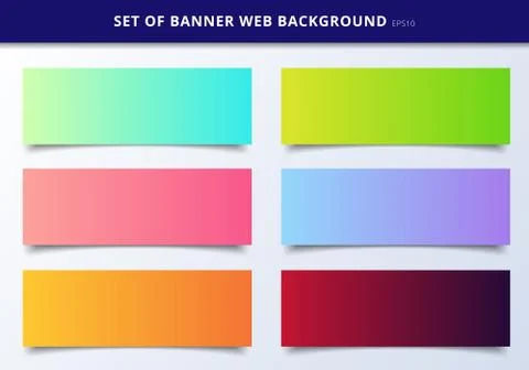 Set of banner web template header design vibrant gradient background. Stock Illustration