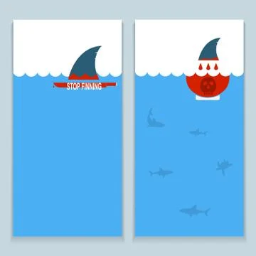 Set of banners about save sharks and undersea world. Vector collection Stock Illustration