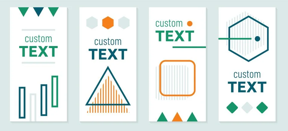 Set Banners with Abstract Figures. Dynamic Geometric striped Shapes. Collection Stock Illustration