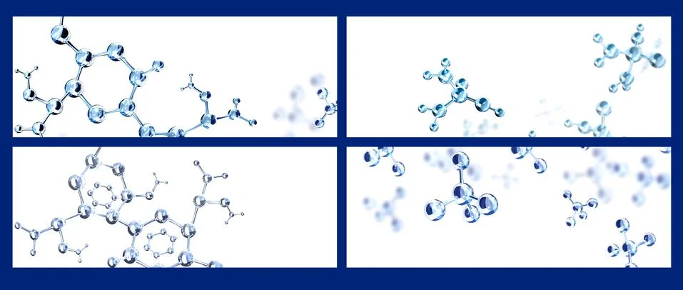 Set of banners with abstract molecular structure Stock Illustration