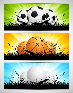 Set of banners with balls Stock Illustration