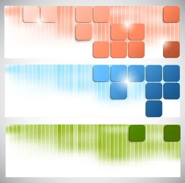 Set of banners with bright squares Stock Illustration