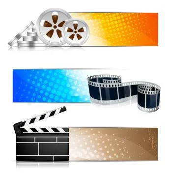 Set of banners with cinema element Stock Illustration