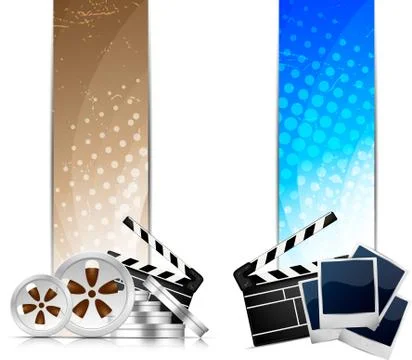 Set of banners with cinema element Stock Illustration