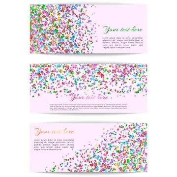 Set of banners with confetti Illustrazione stock