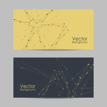 Set of banners with connected lines and dots. Stock Illustration