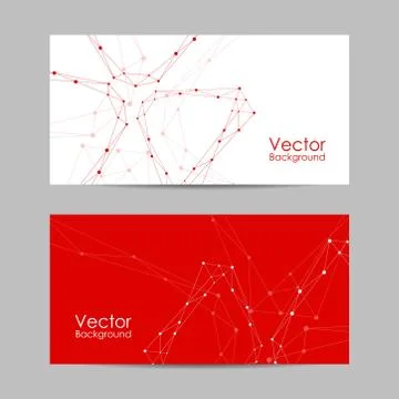 Set of banners with connected lines and dots. Stock Illustration