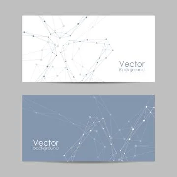 Set of banners with connected lines and dots. Stock Illustration