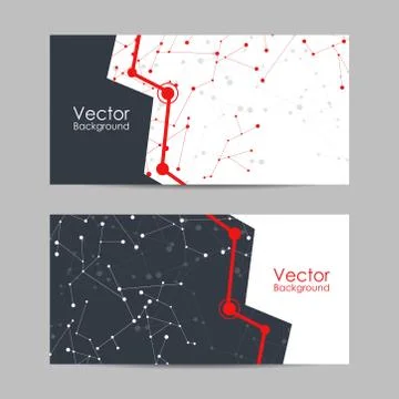 Set of banners with connected lines and dots. Stock Illustration