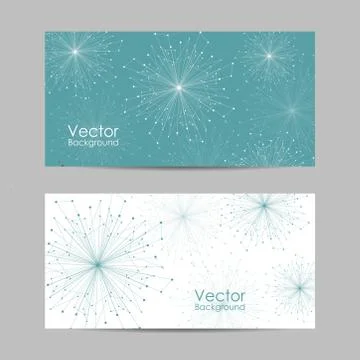 Set of banners with connected lines and dots. Illustrazione stock