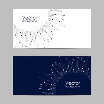 Set of banners with connected lines and dots. Stock Illustration