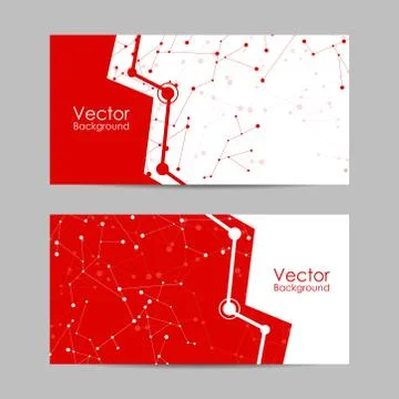Set of banners with connected lines and dots. Illustrazione stock