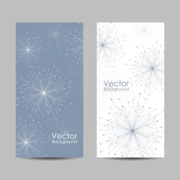 Set of banners with connected lines and dots. Stock Illustration