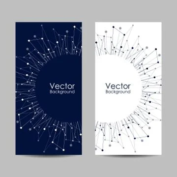 Set of banners with connected lines and dots. Stock Illustration