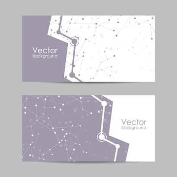 Set of banners with connected lines and dots. Stock Illustration
