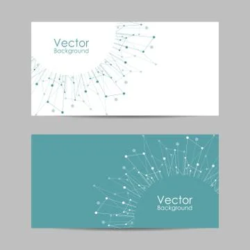 Set of banners with connected lines and dots. Stock Illustration