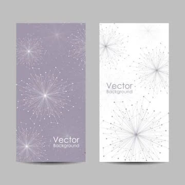 Set of banners with connected lines and dots. Stock Illustration