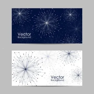 Set of banners with connected lines and dots. Stock Illustration