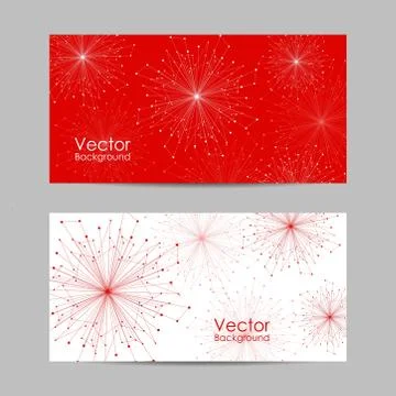 Set of banners with connected lines and dots. Stock Illustration
