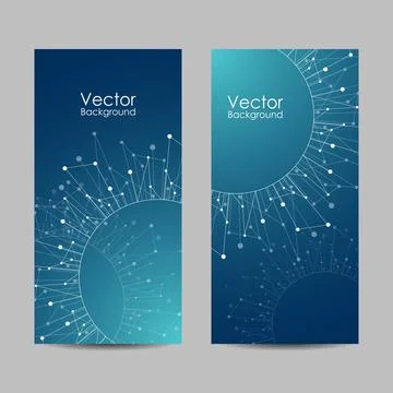 Set of banners with connected lines and dots. Stock Illustration