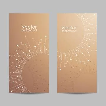 Set of banners with connected lines and dots. Stock Illustration